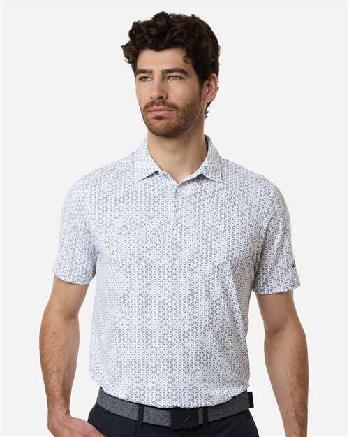 Adidas A2023 Men's Ultimate365 Mesh Tango Print Climacool Polo - White/ Dusky Petrol - model front