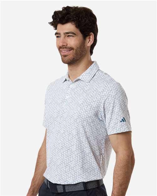 Adidas A2023 Men's Ultimate365 Mesh Tango Print Climacool Polo - White/ Dusky Petrol - model side