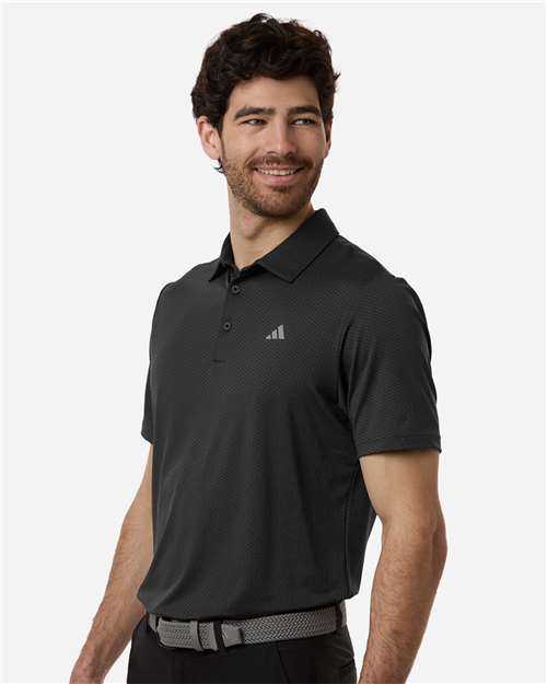 Adidas A2024 Men's Performance Textured Polo - Carbon/ Black - model side