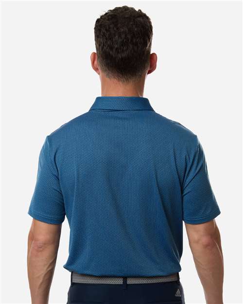 Adidas A2024 Men's Performance Textured Polo - Lucid Ray Blue/ Black - model back