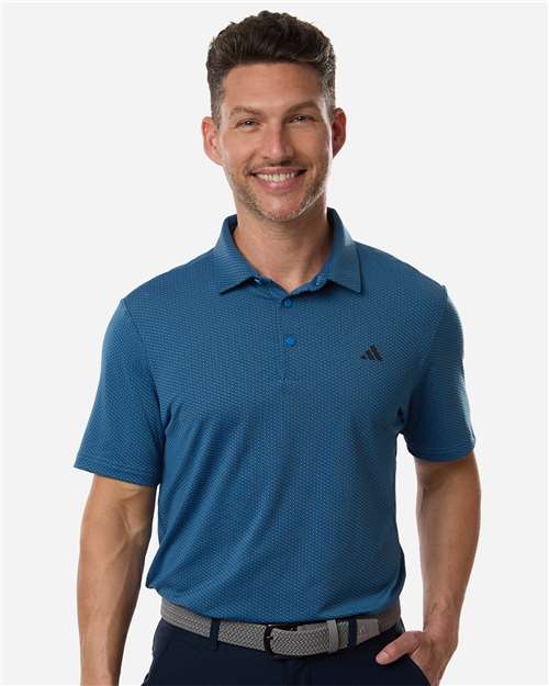 Adidas A2024 Men's Performance Textured Polo - Lucid Ray Blue/ Black - model front