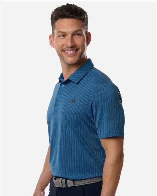 Adidas A2024 Men's Performance Textured Polo - Lucid Ray Blue/ Black - model side
