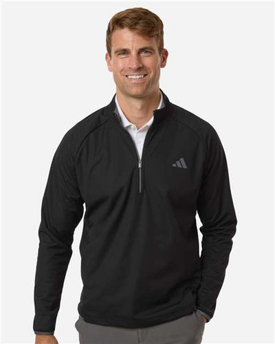 Adidas A2027 Men's Ultimate365 Wind Quarter-Zip Pullover - Black - model front