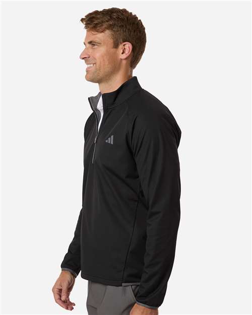 Adidas A2027 Men's Ultimate365 Wind Quarter-Zip Pullover - Black - model side