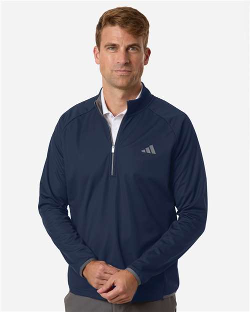 Adidas A2027 Men's Ultimate365 Wind Quarter-Zip Pullover - Collegiate Navy - model front
