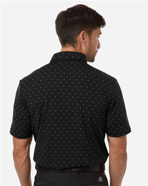Adidas A2028 Men's Ultimate365 Micro Print Polo - Black - model back