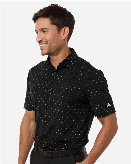 Adidas A2028 Men's Ultimate365 Micro Print Polo - Black - model side