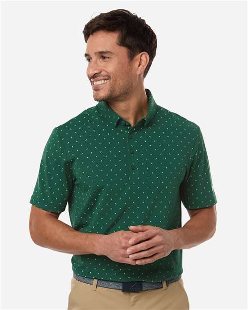Adidas A2028 Men's Ultimate365 Micro Print Polo - Collegiate Green - model front