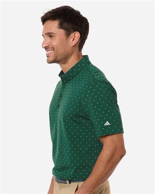 Adidas A2028 Men's Ultimate365 Micro Print Polo - Collegiate Green - model side