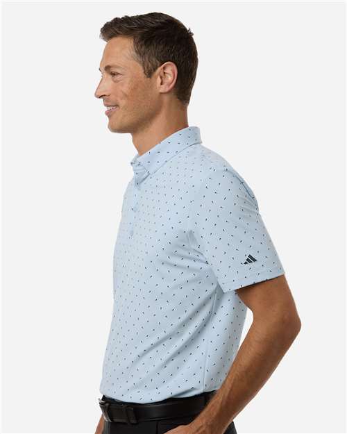 Adidas A2028 Men's Ultimate365 Micro Print Polo - Crystal Sky - model side