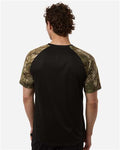 RealTree RT2103 Unisex Realtree Performance Colorblock T-Shirt - Camo/ Black - model back