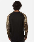 RealTree RT3104 Unisex Realtree Performance Colorblocked Long Sleeve T-Shirt - Camo/ Black - model back