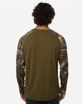 RealTree RT3104 Unisex Realtree Performance Colorblocked Long Sleeve T-Shirt - Camo/ Green - model back