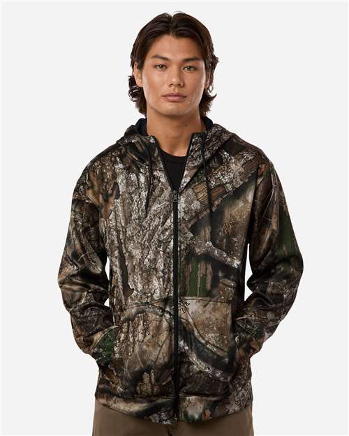 RealTree RT5201 Unisex Realtree Performance Full-Zip Hooded Sweatshirt - Camo - model front