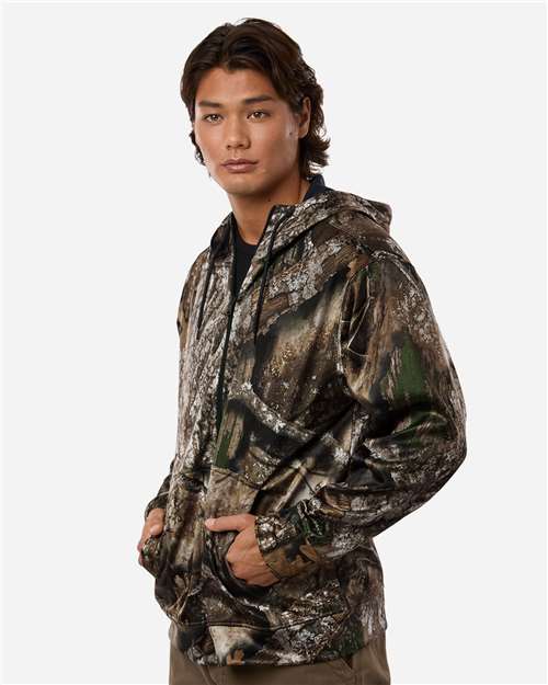RealTree RT5201 Unisex Realtree Performance Full-Zip Hooded Sweatshirt - Camo - model side