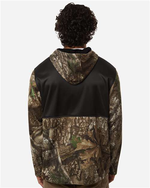 RealTree RT5204 Unisex Realtree Performance Colorblocked Full-Zip Hooded Sweatshirt - Camo/ Black - model back