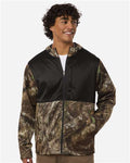 RealTree RT5204 Unisex Realtree Performance Colorblocked Full-Zip Hooded Sweatshirt - Camo/ Black - model front