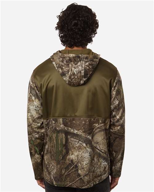 RealTree RT5204 Unisex Realtree Performance Colorblocked Full-Zip Hooded Sweatshirt - Camo/ Green - model back