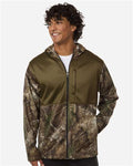 RealTree RT5204 Unisex Realtree Performance Colorblocked Full-Zip Hooded Sweatshirt - Camo/ Green - model front