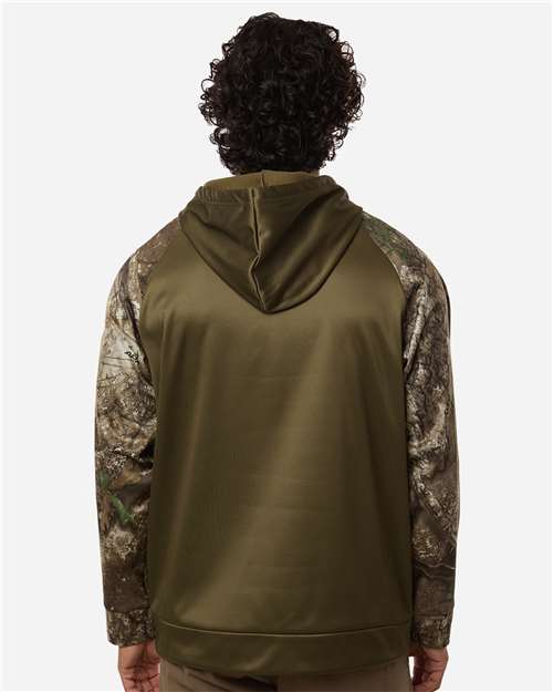 RealTree RT5305 Unisex Realtree Performance Colorblocked Hooded Sweatshirt - Camo/ Green - model back