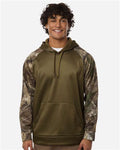 RealTree RT5305 Unisex Realtree Performance Colorblocked Hooded Sweatshirt - Camo/ Green - model front