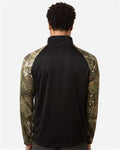 RealTree RT5703 Unisex Realtree Performance Colorblocked Quarter-Zip Pullover - Camo/ Black - model back