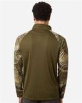 RealTree RT5703 Unisex Realtree Performance Colorblocked Quarter-Zip Pullover - Camo/ Green - model back