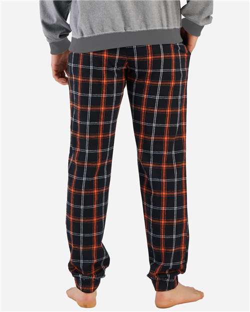 Boxercraft BM6625 Unisex Flannel Joggers - Black/ Orange/ White Plaid - back