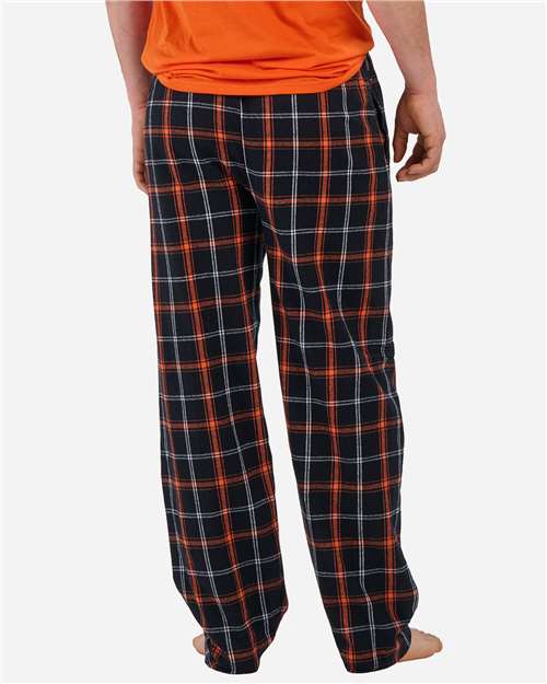 Boxercraft BM6624 Men's Harley Flannel Pants - Black/ Orange/ White Plaid - back