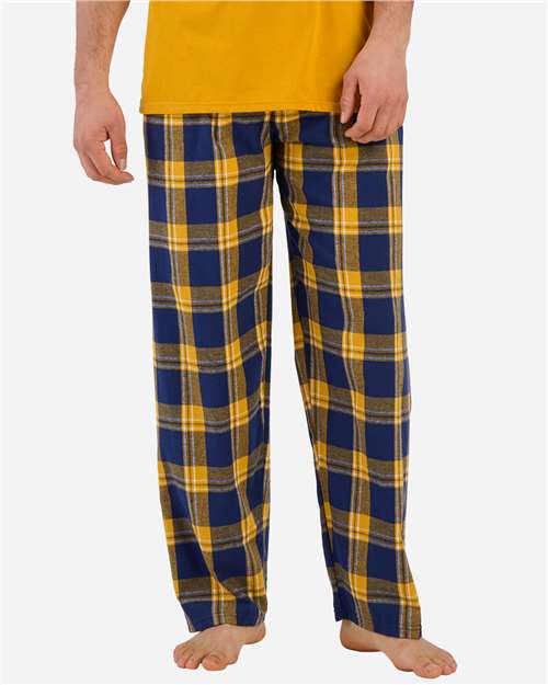 Boxercraft BM6624 Men's Harley Flannel Pants - Navy Gold Mcintosh Plaid - model front