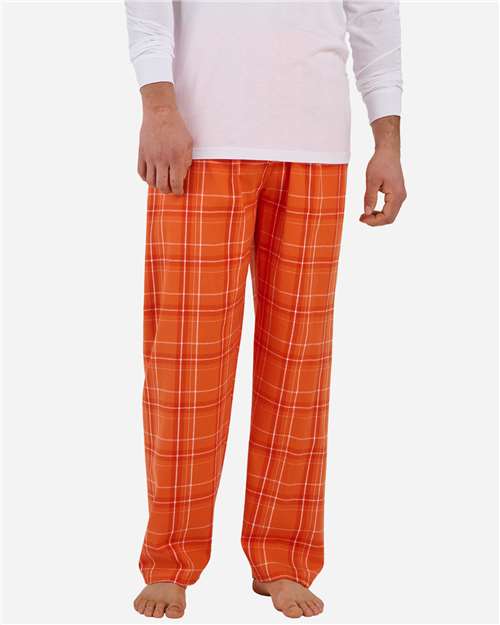 Boxercraft BM6624 Men's Harley Flannel Pants - Orange Carnegie Plaid - model front