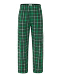 Boxercraft BM6624 Men's Harley Flannel Pants - Varsity Green White Plaid - front