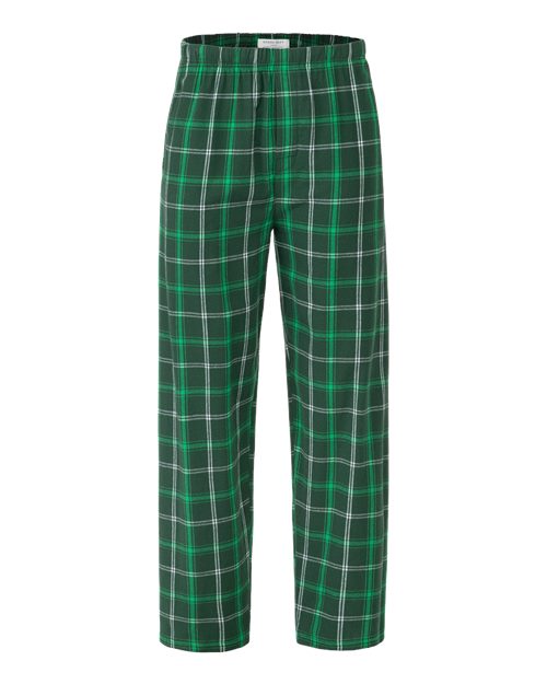 Boxercraft BM6624 Men's Harley Flannel Pants - Varsity Green White Plaid - front