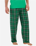 Boxercraft BM6624 Men's Harley Flannel Pants - Varsity Green White Plaid - model front