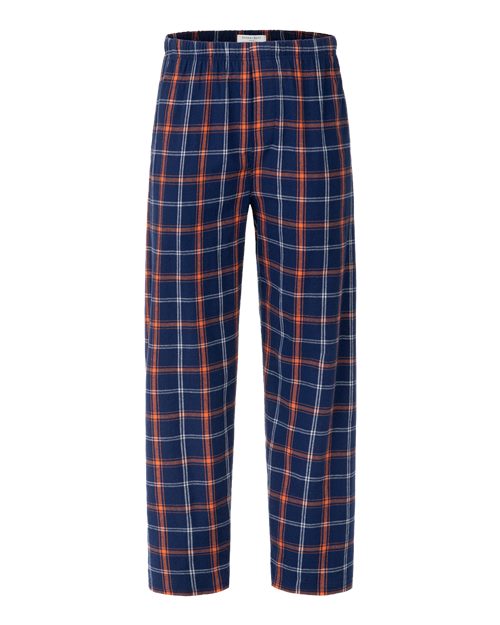 Boxercraft BM6624 Men's Harley Flannel Pants - Varsity Navy Orange Plaid - front