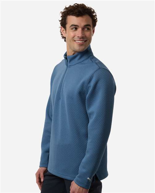 Puma Golf 638595 Men's Pebble Quarter-Zip Pullover - Blue Horizon - model side