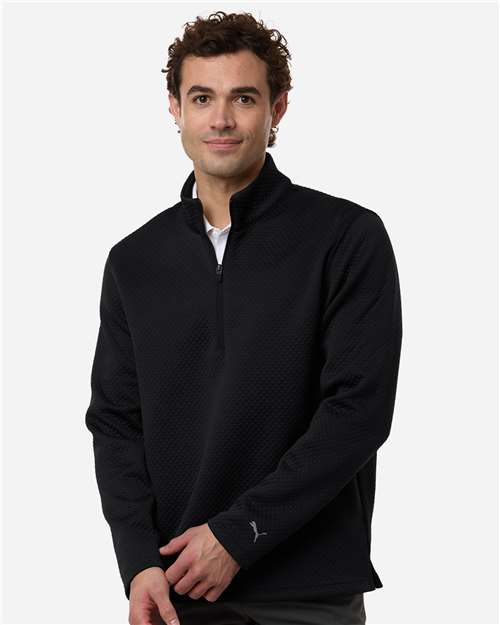 Puma Golf 638595 Men's Pebble Quarter-Zip Pullover - Puma Black - model front
