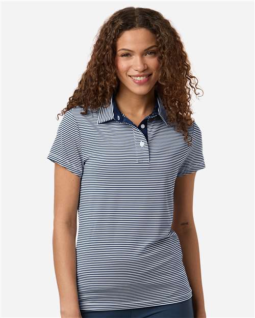 Swannies SW1110L Women's Kayla Striped Polo - Navy White - model front