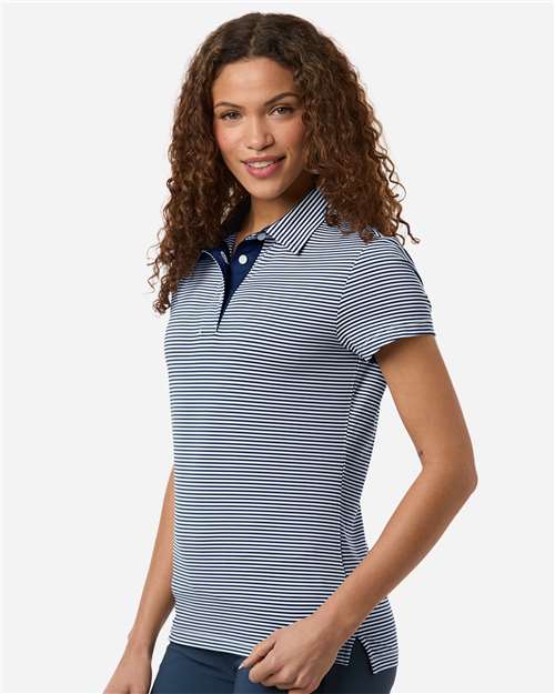 Swannies SW1110L Women's Kayla Striped Polo - Navy White - model side