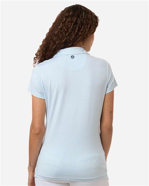 Swannies SW1110L Women's Kayla Striped Polo - Sky White - model back