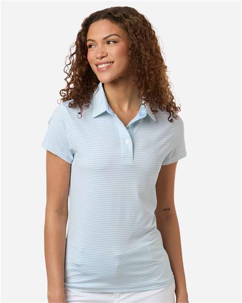Swannies SW1110L Women's Kayla Striped Polo - Sky White - model front