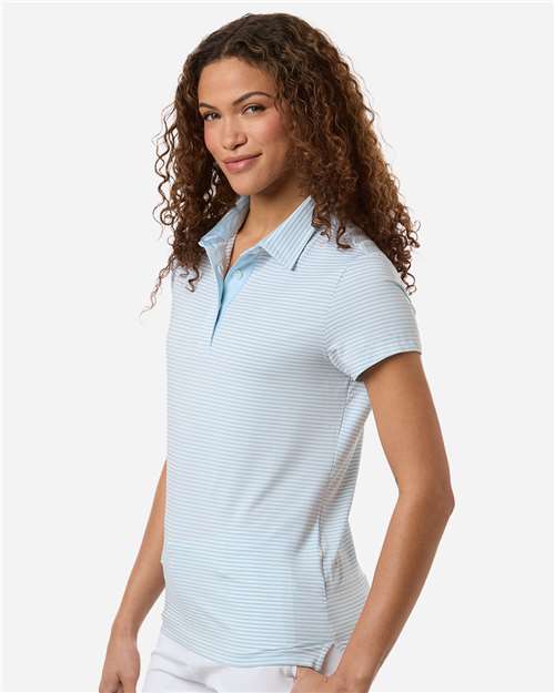 Swannies SW1110L Women's Kayla Striped Polo - Sky White - model side