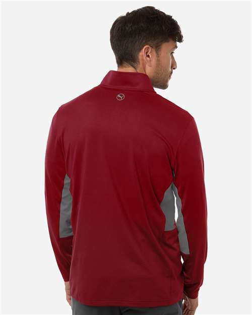 Puma Golf 628858 Men's Pure 2.0 Quarter-Zip - Dark Crimson/ Slate Sky - model back