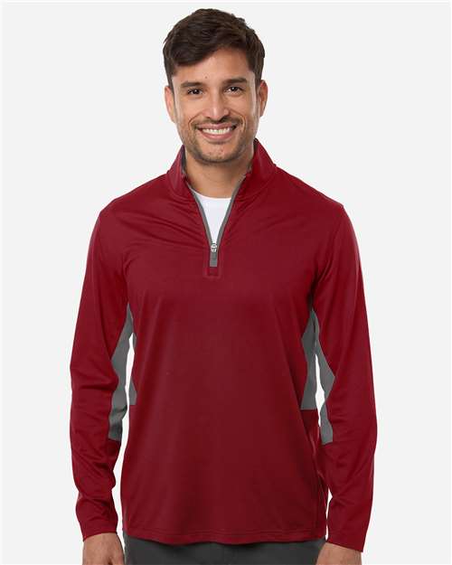 Puma Golf 628858 Men's Pure 2.0 Quarter-Zip - Dark Crimson/ Slate Sky - model front