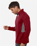 Puma Golf 628858 Men's Pure 2.0 Quarter-Zip - Dark Crimson/ Slate Sky - model side