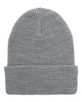 Yupoong 2501KC Waffle Cuffed Knit Beanie - Heather Grey - front