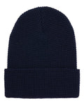 Yupoong 2501KC Waffle Cuffed Knit Beanie - Navy - front