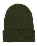 Yupoong 2501KC Waffle Cuffed Knit Beanie - Olive - front