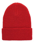 Yupoong 2501KC Waffle Cuffed Knit Beanie - Red - front