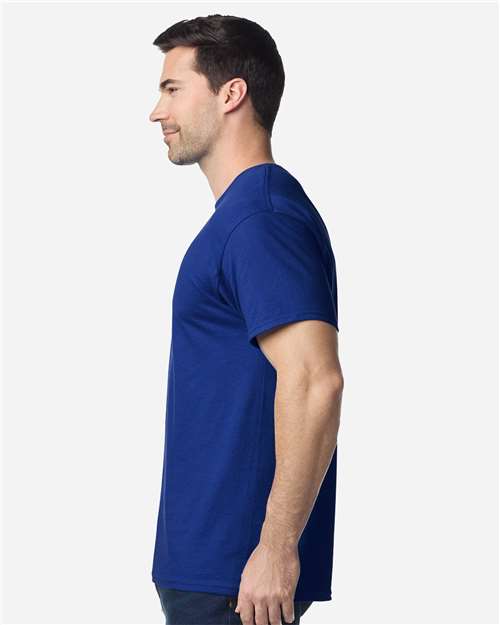Gildan 5000 Heavy Cotton T-Shirt - Fan Deep Royal - model side